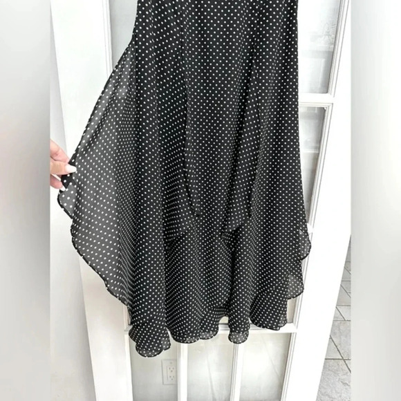 Vintage Cache Gold Label Rockabilly Pinup Ruffle Polka Dot Midi Dress Size 4 S - Picture 6 of 12